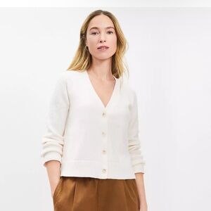 LOFT Women's Ivory Button-Up Cardigan